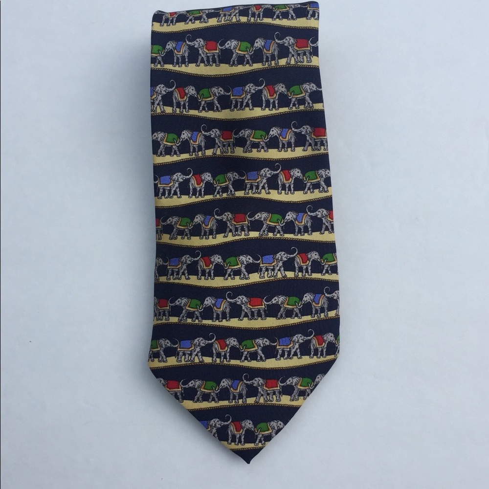 Emidio Tucci Marching Elephants Silk TIE